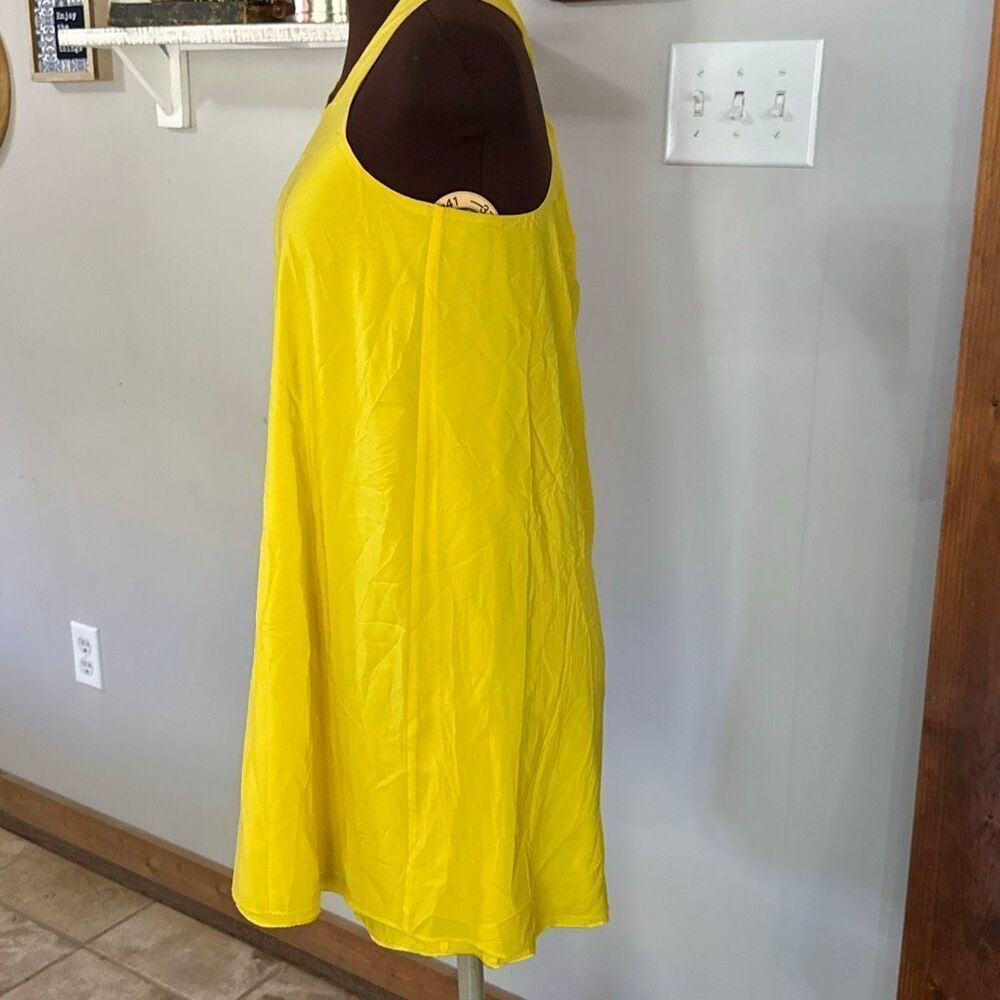 Alice and Olivia women’s tank mini dress size XS yellow silk twist back beach re - Picture 3 of 9